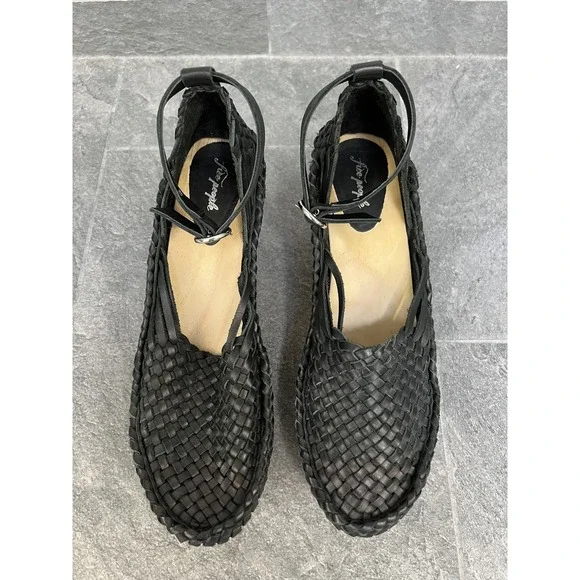 Free People Black Teagan Huarache Wood Wedge Woven Shoes Size 41 US 10 - Picture 6 of 8